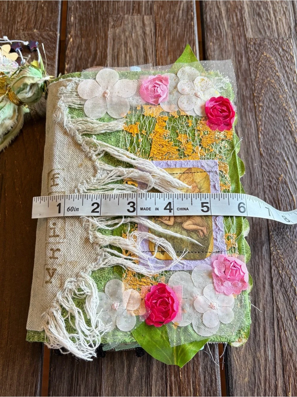 Fairy Junk Journal Gold Floral Denim Boho Grungy Decorated 3 Sig Softcover